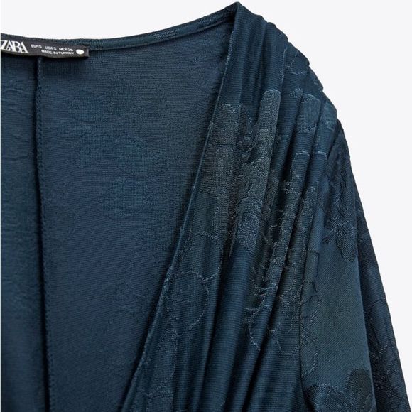 Zara Long Jacquard Dress Blue New - Picture 4 of 6